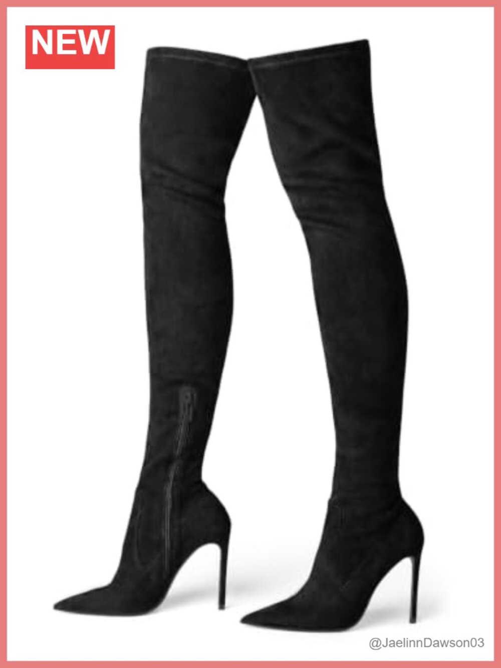 Coutgo Women Thigh High Boots Stiletto Heel Pointed Toe Over The Knee Boots